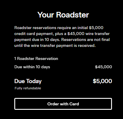 Маск взялся за старое: Tesla снова просит 000 за резервирование нового Roadster, анонсированного 9 лет назад
